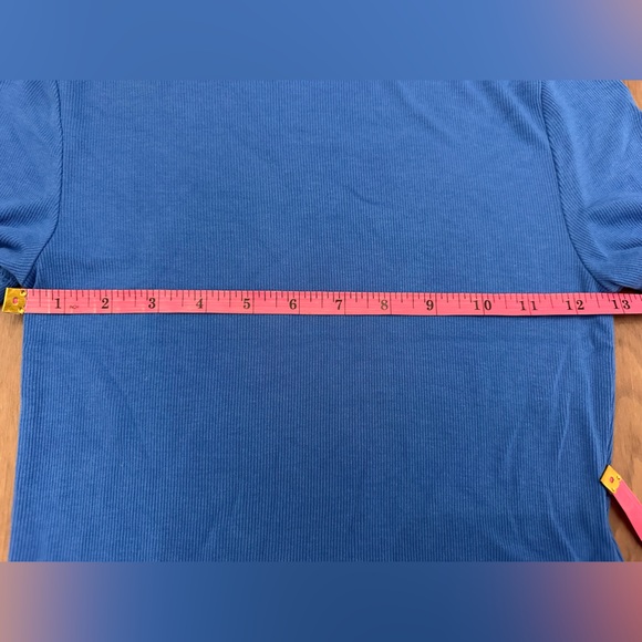 Aritzia Babaton Blue Turtleneck Short Sleeve Ribbed Stretchy Crop Top - Picture 3 of 5